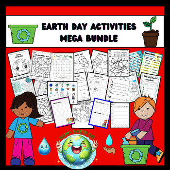 Preview of 1st Grade Earth day Worksheets BUNDLE: Coloring, Writing, Games, and more
