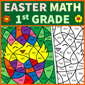 Preview of 1st Grade Easter Math | Color by Number | No Prep Printables