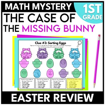 Preview of 1st Grade Easter Math Mystery Spring Escape Room Easter Bunny Math Activities
