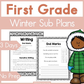 Preview of First Grade Emergency Sub Plans for Winter