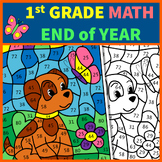 Preview of 1st Grade End of Year Math Review | Color by Code