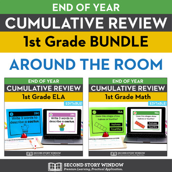 Preview of 1st Grade End of the Year Activities Cumulative Review BUNDLE Math + Language