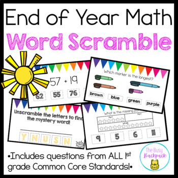 Preview of 1st Grade End of the Year Math Review Digital Game