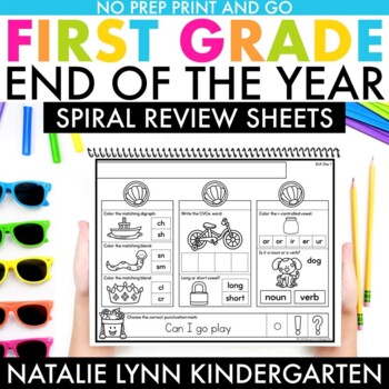 Preview of 1st Grade End of the Year Spiral Review Summer Review Packet