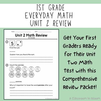 Preview of 1st Grade Everyday Math: Unit 2 Review