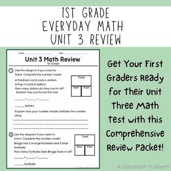 Preview of 1st Grade Everyday Math: Unit 3 Review