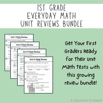 Preview of 1st Grade Everyday Math: Unit Reviews Bundle