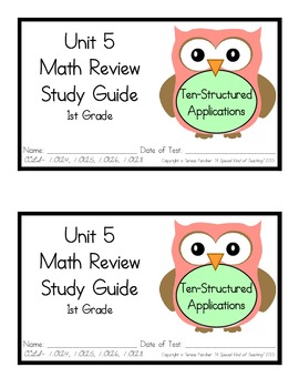 Preview of 1st Grade Expressions Math: Unit 5 Review Study Guide