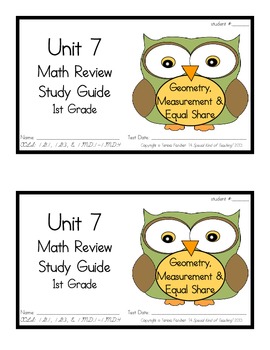 Preview of 1st Grade Expressions Math: Unit 7 Review Study Guide