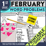 FEBRUARY WORD PROBLEMS Math 1st Grade First Activities Wor