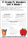 1st Grade FL Wonders Unit 4 Week 1 Comprehension Qs / ELA.