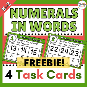 Preview of 1st Grade | FREE MATH TASK CARDS: Numerals in Words