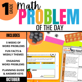 Preview of 1st Grade Fall Math Word Problem of the Day | October Math Problem Solving