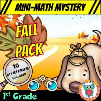Preview of 1st Grade Fall Packet of Mini Math Mysteries (Printable & Digital Worksheets)