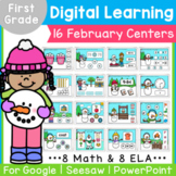 1st Grade February Digital Centers | Phonics and Math | Go