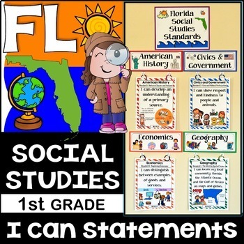 Preview of 1st Grade Florida Social Studies Standards I Can Statements - Florida Standards