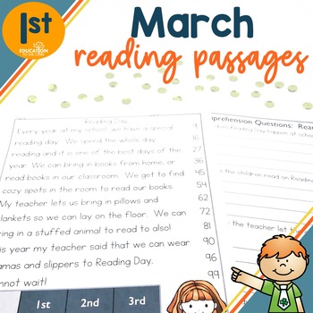 Preview of 1st Grade Reading Fluency Passages with Comprehension Questions for March