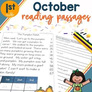 Preview of 1st Grade Fluency Passages for October