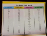 1st Grade Folder Insert - Level 1 Trick Words