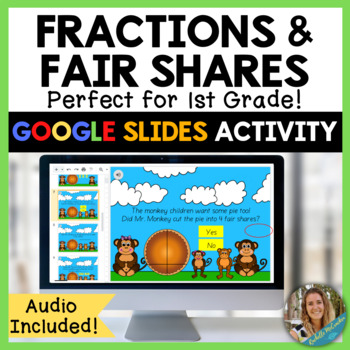 Preview of 1st Grade Fractions Google Slides Activity! 1.G.A.3