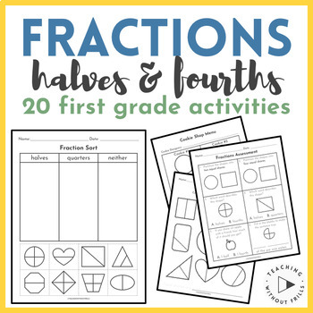 Preview of 1st Grade Fractions - Halves and Fourths Activity Packet 1.G.A.3