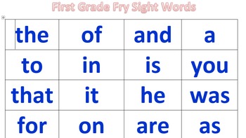 Preview of 1st Grade Fry Sight Word List