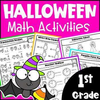 Preview of 1st Grade Fun Halloween Math Activities Worksheets: Printable & Digital