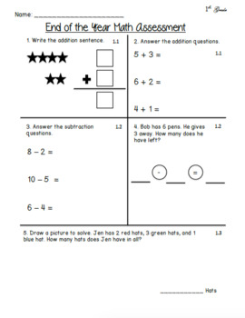 1st Grade GO! Math End of Year Assessment by Multi-age Mountain Kids