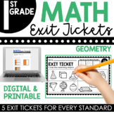 1st Grade Geometry Exit Tickets (Exit Slips) | Printable &