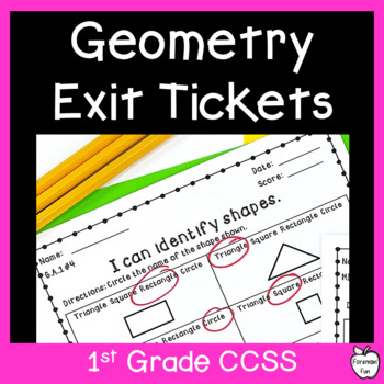 Preview of 1st Grade Geometry & Fractions Exit Ticket - 1st Grade Math Assessment Bundle
