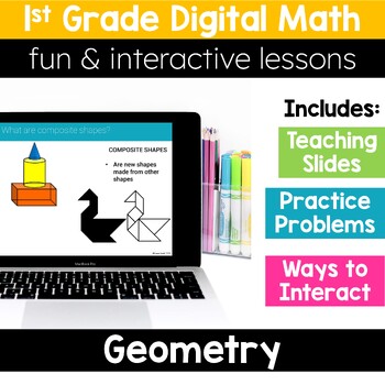 Preview of 1st Grade Geometry Shapes 1.G.1 1.G.2 1.G.3 - Digital Math Activities - Google