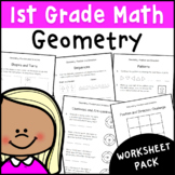 1st Grade Geometry Worksheet Pack | Math