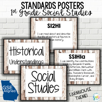 Preview of 1st Grade Georgia Social Studies Standards Posters (GSE) I CAN!