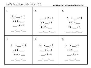 1st Grade Go Math Ch. 5 Review Sheets and Game by Lemon Parade | TPT