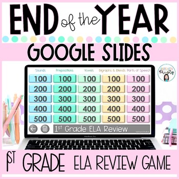 Preview of End of the Year 1st Grade GOOGLE SLIDES ELA Review Game