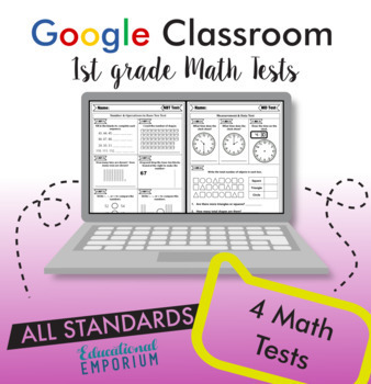 Preview of 1st Grade Math Tests for Google Classroom™ ⭐ Digital Math Assessments