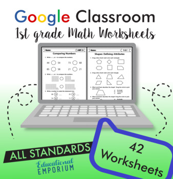 Preview of Math Worksheets⭐1st Grade Digital Practice⭐Google Classroom™ Distance Learning