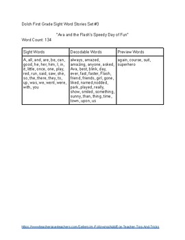 Preview of 1st Grade Grade Dolch Sight Word Stories Set #3