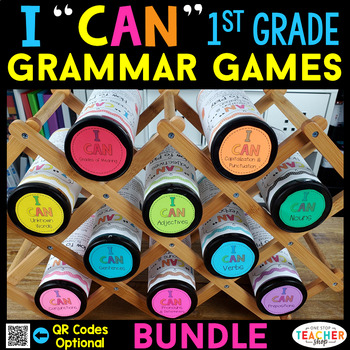 Preview of 1st Grade Grammar Games BUNDLE - Literacy Centers & Grammar Practice