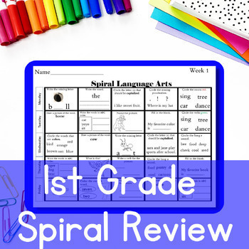 Preview of Full Year ELA Curriculum Fun ELA Warm Ups for 1st Grade Spiral Review