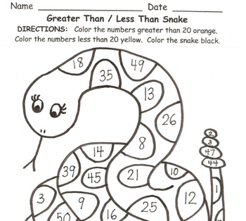 Preview of 1st Grade Greater Than Less Than Snake