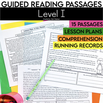 Preview of 1st Grade Guided Reading Passages with Comprehension Questions | Level I
