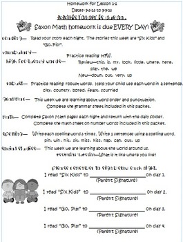 Preview of 1st Grade HW Packet for Wonders, Lesson 1-2