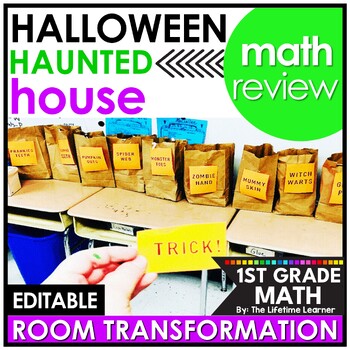 Preview of 1st Grade Halloween Math Haunted House | Classroom Transformation Escape Room