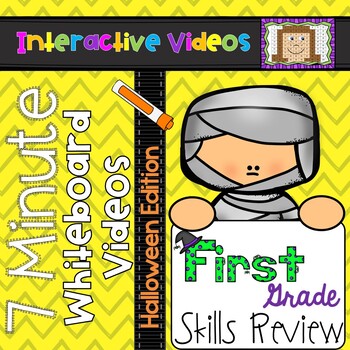 Preview of 1st Grade Halloween Math and ELA - 7 Minute Whiteboard Videos First Grade Review