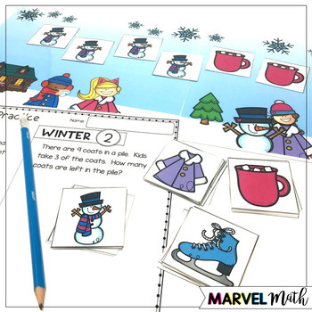1st Grade Hands-On Word Problems Kit 8: Winter Problems by Marvel Math