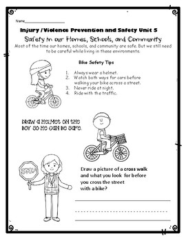 1st Grade Health - Unit 5: Injury / Violence Prevention and Safety