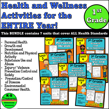 1st grade health unit for the entire year by kindergarten treasures