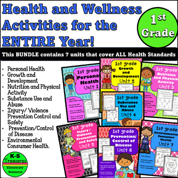 Preview of 1st Grade Health Activities and Worksheets BUNDLE for the ENTIRE Year!!