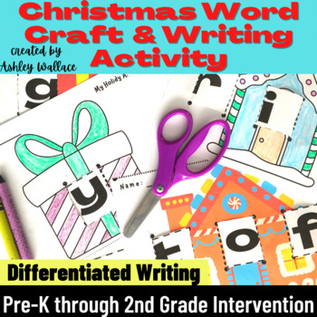 Preview of 1st Grade Holiday Craft & Writing Prompts Real & Nonsense Word Fluency Practice